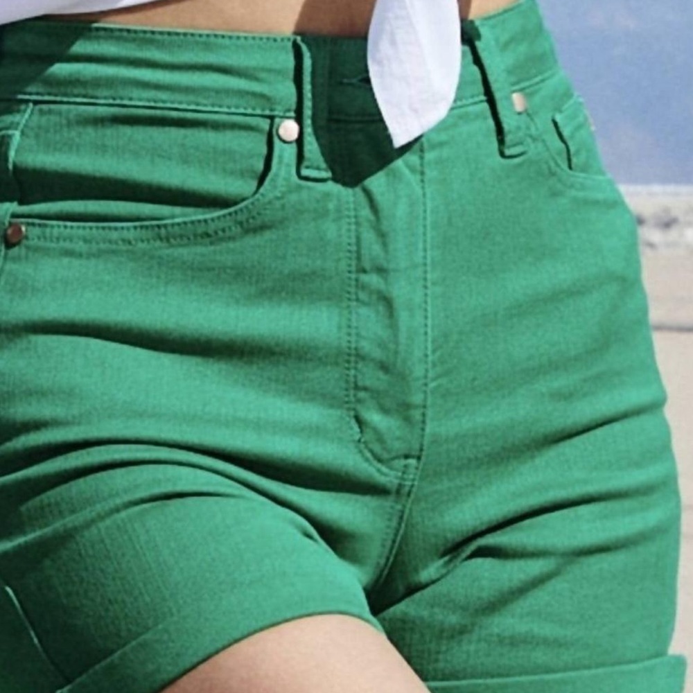 Judy Blue Tummy Control Garment Dyed Denim Shorts - Green L